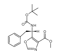 methyl (S)-5-[α-(tert-butoxycarbonylamino)phenethyl]-oxazole-4-carboxylate结构式