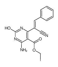 4-Amino-6-((Z)-1-cyano-2-phenyl-vinyl)-2-hydroxy-pyrimidine-5-carboxylic acid ethyl ester Structure