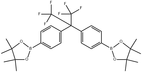 2,2'-((perfluoropropane-2,2-diyl)bis(4,1-phenylene))bis(4,4,5,5-tetramethyl-1,3,2-dioxaborolane) structure