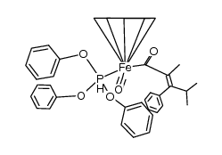 (Cp)iron(carbonyl){P(O(phenyl))3}{η1-(Z)-COC(methyl)C(phenyl)CH(methyl)2}结构式