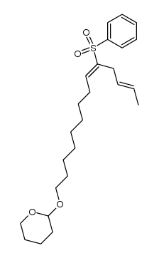 10-benzenesulfonyl 1-(tetrahydro-2H-pyran-2-yl)oxy 9,12-tetradecadiene Structure