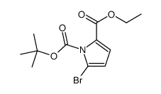 2-Ethyl 1-(2-methyl-2-propanyl) 5-bromo-1H-pyrrole-1,2-dicarboxyl ate结构式