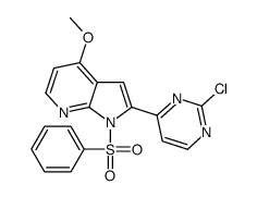 2-(2-Chloro-4-pyrimidinyl)-4-methoxy-1-(phenylsulfonyl)-1H-pyrrol o[2,3-b]pyridine结构式