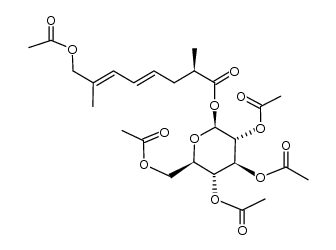 2',3',4',6'-tetra-O-acetyl-β-D-glucopyranosyl (R,4E,6E)-8-acetoxy-2,7-dimethyl-4,6-octadienoate结构式