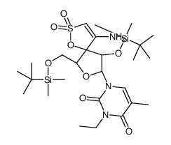 1-[(6R,8R,9R)-4-amino-9-[tert-butyl(dimethyl)silyl]oxy-6-[[tert-butyl(dimethyl)silyl]oxymethyl]-2,2-dioxo-1,7-dioxa-2λ6-thiaspiro[4.4]non-3-en-8-yl]-3-ethyl-5-methylpyrimidine-2,4-dione Structure