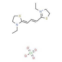 3-ethyl-2-[3-(3-ethylthiazolidin-2-ylidene)prop-1-enyl]-4,5-dihydrothiazolium perchlorate structure