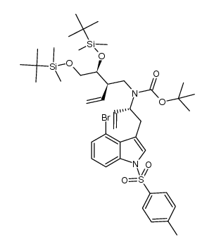 tert-butyl ((R)-1-(4-bromo-1-tosyl-1H-indol-3-yl)but-3-en-2-yl)((R)-2-((S)-2,2,3,3,8,8,9,9-octamethyl-4,7-dioxa-3,8-disiladecan-5-yl)but-3-en-1-yl)carbamate Structure