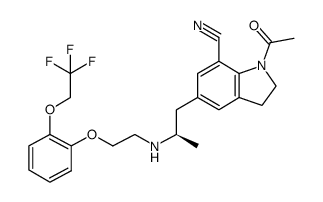 (R)-(-)-1-acetyl-5-(2-((2-(2-(2,2,2-trifluoroethoxy)phenoxy)ethyl)amino)propyl)indoline-7-carbonitrile结构式