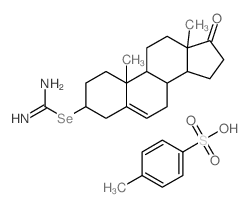 (10,13-dimethyl-17-oxo-1,2,3,4,7,8,9,11,12,14,15,16-dodecahydrocyclopenta[a]phenanthren-3-yl)selanylmethanimidamide; 4-methylbenzenesulfonic acid structure