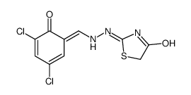 2-[2-[(E)-(3,5-dichloro-6-oxocyclohexa-2,4-dien-1-ylidene)methyl]hydrazinyl]-1,3-thiazol-4-one结构式