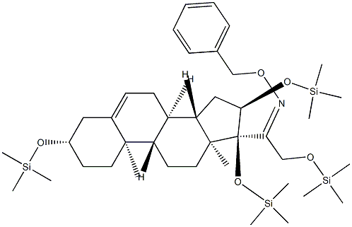 3β,16α,17,21-Tetrakis(trimethylsiloxy)pregn-5-en-20-one O-benzyl oxime结构式