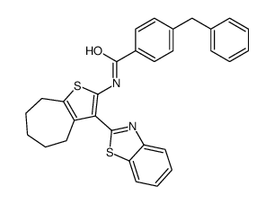 N-[3-(1,3-benzothiazol-2-yl)-5,6,7,8-tetrahydro-4H-cyclohepta[b]thiophen-2-yl]-4-benzylbenzamide结构式