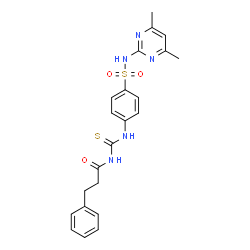 N-{[(4-{[(4,6-dimethyl-2-pyrimidinyl)amino]sulfonyl}phenyl)amino]carbonothioyl}-3-phenylpropanamide structure