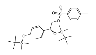 (2S,3R,4Z)-2,6-bis-tert-butyldimethylsilyloxy-3-ethyl-4-hexenyl p-toluenesulfonate结构式