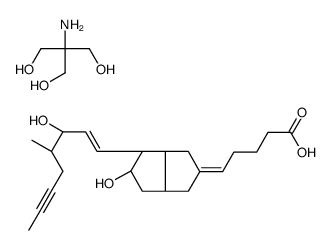 (5E)-5-[(3aS,4R,5R,6aS)-5-hydroxy-4-[(E,3S)-3-hydroxy-4-methyloct-1-en-6-ynyl]-3,3a,4,5,6,6a-hexahydro-1H-pentalen-2-ylidene]pentanoic acid,2-amino-2-(hydroxymethyl)propane-1,3-diol结构式