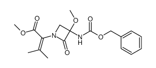methyl 2-(3-(((benzyloxy)carbonyl)amino)-3-methoxy-2-oxoazetidin-1-yl)-3-methylbut-2-enoate Structure