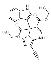diethyl 7-cyano-2-(1H-indol-3-yl)-1,5,9-triazabicyclo[4.3.0]nona-3,5,7-triene-2,3-dicarboxylate structure