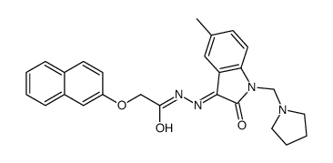 N-[[5-methyl-2-oxo-1-(pyrrolidin-1-ylmethyl)indol-3-ylidene]amino]-2-naphthalen-2-yloxyacetamide Structure