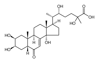 (22R)-2β,3β,14,22,25-Pentahydroxy-6-oxo-5β-cholest-7-en-26-oic acid结构式