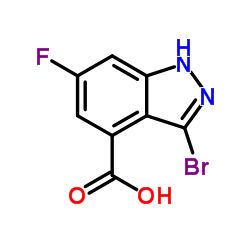3-溴-6-氟-1H-吲唑-4-羧酸结构式