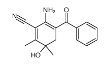 6-amino-5-benzoyl-3-hydroxy-2,3-dimethylcyclohexa-1,5-diene-1-carbonitrile结构式