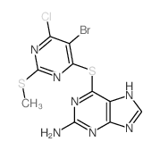 9H-Purin-2-amine,6-[[5-bromo-6-chloro-2-(methylthio)-4-pyrimidinyl]thio]-结构式