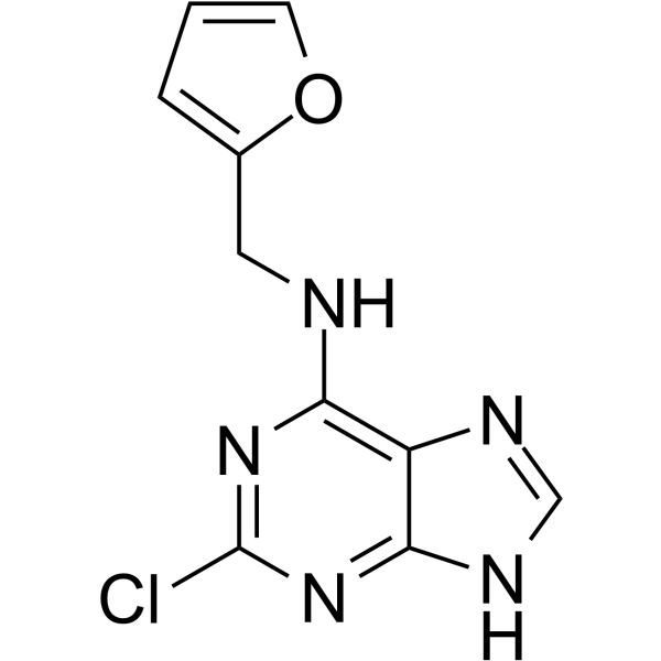 (2-氯-7H-嘌呤-6-基)呋喃-2-基甲基胺结构式
