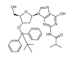 2-N-isobutyryl-3'-O-tert-butyldiphenylsilyl-2'-deoxyguanosine结构式