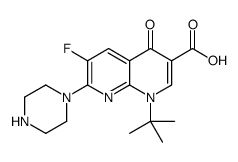 1-tert-Butyl-6-fluoro-1,4-dihydro-4-oxo-7-piperazino-1,8-naphthyridine-3-carboxylic acid结构式