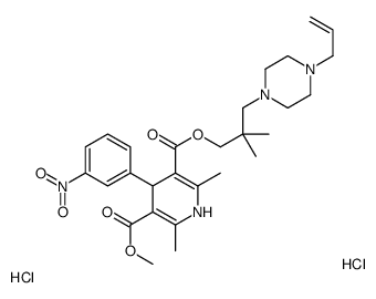 5-O-[2,2-dimethyl-3-(4-prop-2-enylpiperazin-1-yl)propyl] 3-O-methyl 2,6-dimethyl-4-(3-nitrophenyl)-1,4-dihydropyridine-3,5-dicarboxylate,dihydrochloride结构式