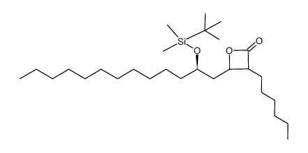 4-((R)-2-((tert-butyldimethylsilyl)oxy)tridecyl)-3-hexyloxetan-2-one Structure