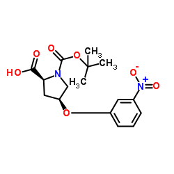 (4S)-1-{[(2-Methyl-2-propanyl)oxy]carbonyl}-4-(3-nitrophenoxy)-L-proline结构式