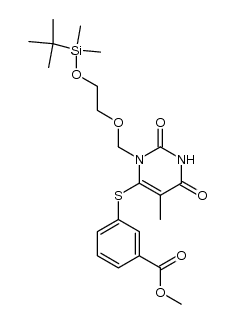 1-[[2-(tert-butyldimethylsiloxy)ethoxy]methyl]-6-[[3-(methoxycarbonyl)phenyl]thio]thymine结构式