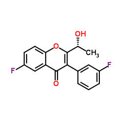 (R)-6-氟-3-(3-氟苯基)-2-(1-羟乙基)-4H-苯并吡喃-4-酮结构式