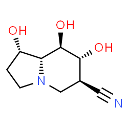 6-Indolizinecarbonitrile, octahydro-1,7,8-trihydroxy-, 1S-(1.alpha.,6.beta.,7.alpha.,8.beta.,8a.beta.)-结构式