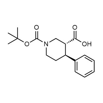 trans-1-[(tert-Butoxy)carbonyl]-4-phenylpiperidine-3-carboxylic acid structure