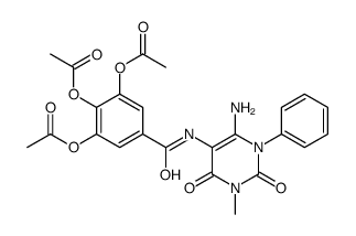 Benzamide,3,4,5-tris(acetyloxy)-N-(6-amino-1,2,3,4-tetrahydro-3-methyl-2,4-dioxo-1-phenyl-5-pyrimidinyl)- Structure