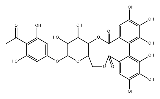 2,6-Dihydroxyacetophenone-4-O-[4',6'-(S)-hexahydroxydiphenoyl]-beta-D-glucose结构式