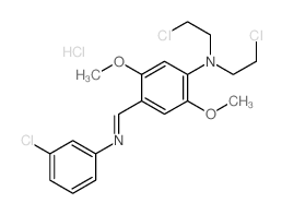 Benzenamine,N,N-bis(2-chloroethyl)-4-[[(3-chlorophenyl)imino]methyl]-2,5-dimethoxy-,hydrochloride (1:1) Structure