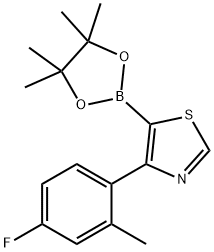 4-(2-Methyl-4-fluorophenyl)thiazole-5-boronic acid pinacol ester结构式