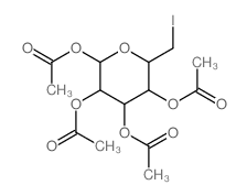 a-D-Glucopyranose,6-deoxy-6-iodo-, 1,2,3,4-tetraacetate Structure