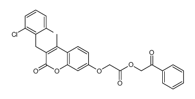 phenacyl 2-[3-[(2,6-dichlorophenyl)methyl]-4-methyl-2-oxochromen-7-yl]oxyacetate结构式