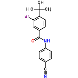 3-Bromo-N-(4-cyanophenyl)-4-(2-methyl-2-propanyl)benzamide结构式