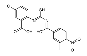 5-CHLORO-2-[[[(3-METHYL-4-NITROBENZOYL)AMINO]THIOXOMETHYL]AMINO]-BENZOIC ACID结构式