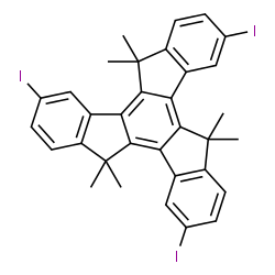 10,15-Dihydro-2,7,12-triiodo-5,5,10,10,15,15-hexamethyl-5H-tribenzo[a,f,k]trindene Structure