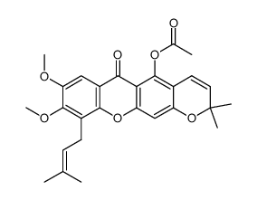 5-acetoxy-8,9-dimethoxy-2,2-dimethyl-10-(3-methyl-but-2-enyl)-2H-pyrano[3,2-b]xanthen-6-one结构式