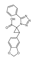2-benzo[1,3]dioxol-5-yl-1-(5-phenyl-tetrazol-1-yl)-cyclopropanecarboxylic acid Structure
