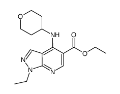 ethyl 1-ethyl-4-(tetrahydro-2H-pyran-4-ylamino)-1H-pyrazolo[3,4-b]pyridine-5-carboxylate结构式