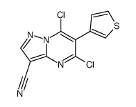 5,7-dichloro-6-thiophen-3-ylpyrazolo[1,5-a]pyrimidine-3-carbonitrile Structure