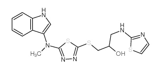 1-[[5-(1H-indol-3-ylmethylamino)-1,3,4-thiadiazol-2-yl]sulfanyl]-3-(1, 3-thiazol-2-ylamino)propan-2-ol结构式
